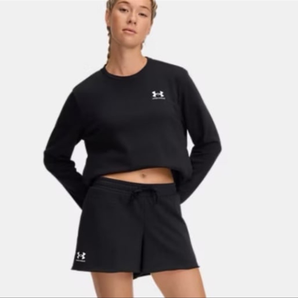 Under Armour Women's Rival Terry Black 3” Workout Shorts with Pockets Size XS